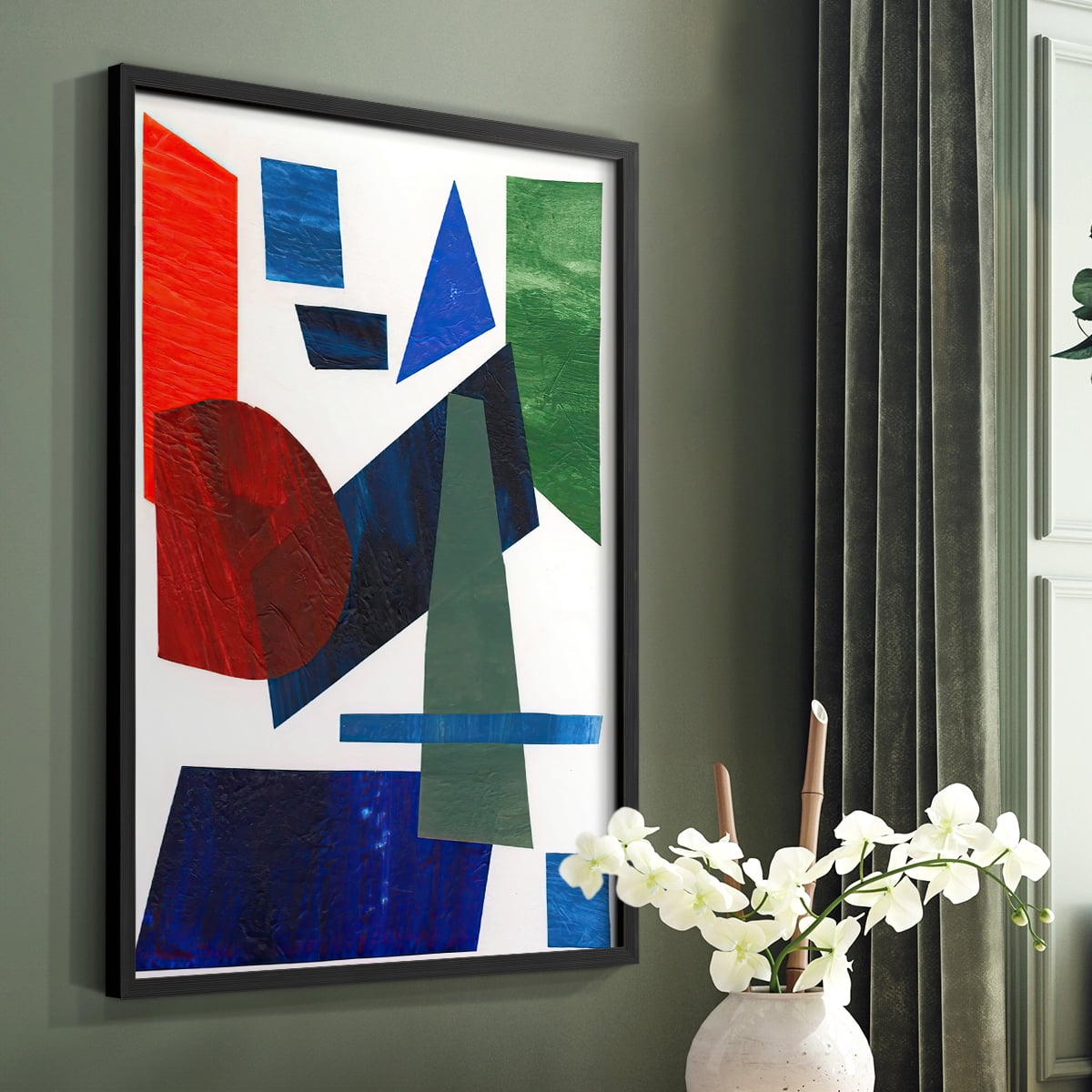 Colorful Shapes III Framed Print in Black Solid Wood Framed Print No Nail Hanging