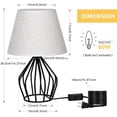 thumbnail image 3 of Modern Table Lamp Black Metal Hollow Out Base, Small Nightstand Lamp With Linen Lampshade, 3 of 3