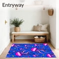 thumbnail image 3 of ODIKA 3'x5' Machine Washable Non-Slip Area Rug, Happy Maritime Creatures Mosaic with Jellyfish and Swirling Waves High Traffic Rug, Pink, 720710, 3 of 5