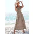 thumbnail image 2 of LASCANA Women's Wrap Look Maxi Dress Smocking, 2 of 5