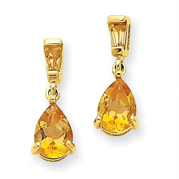 14k Gold Citrine Dangle Post Earrings 14k Yellow Gold Earrings