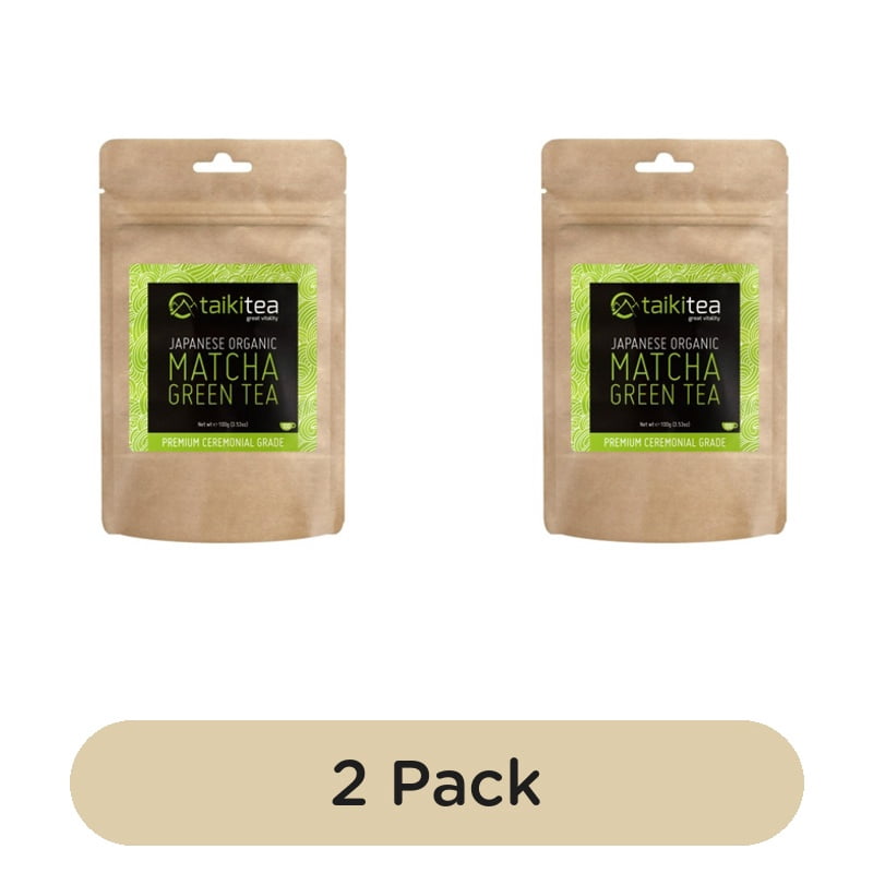 Taiki Tea Premium Organic Ceremonial Matcha Packet 100g, British Import (Pack of 2)