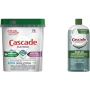 Cascade Platinum ActionPacs Dishwasher Detergent Fresh Scent 75 Count & Dishwasher Rinse Aid, Power Dry, 901ML