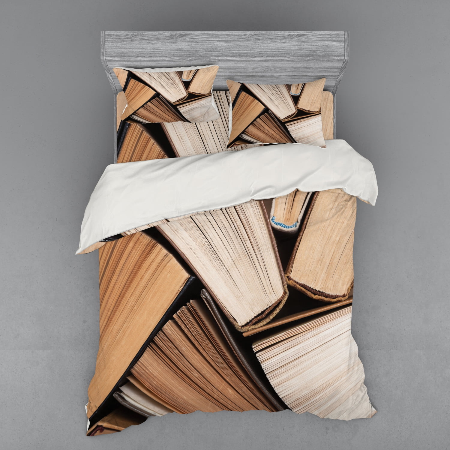 Abstract Duvet Cover Set, Pile of Old Books Research Reading Library