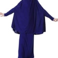 thumbnail image 3 of Vestido musulmán para niñas, abaya de vacaciones de dos piezas y manga larga, islámico Azul XL, 3 of 9