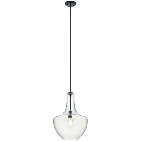 

Kichler Everly 19.75 Transitional 1 Light Black Pendant Light with Clear Glass