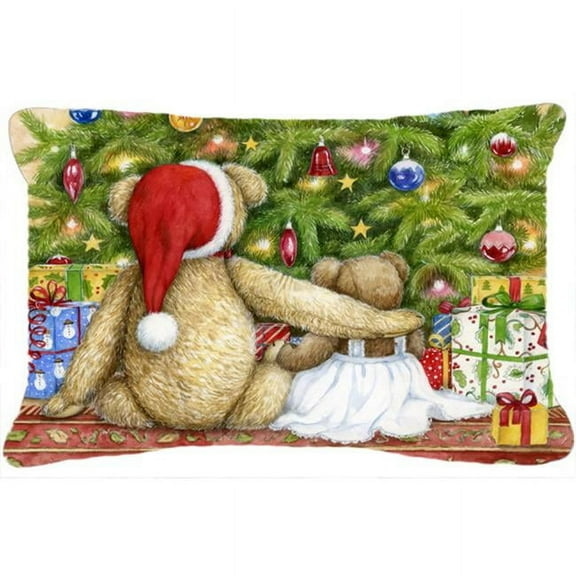 Christmas Teddy Bears with Tree Fabric Decorative Pillow