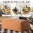 thumbnail image 4 of DREAMSIDEA Large Rectangular Pouf, Ottoman Footstool, Upholstered in 100% Genuine Leather Brown for Living Room, Bedroom and Kids Room, Tranditional, Boho, 4 of 5