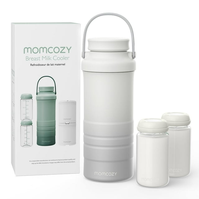 Enfriador de leche materna portátil Momcozy de 650 ml con 2 biberones