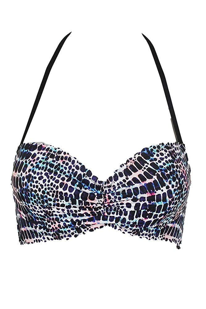 Sundazed BLACK Nixie BraSized Halter Jungle Queen Bikini Swim Top, US
