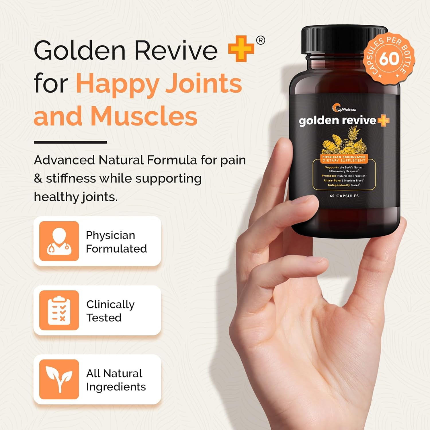 Upwellness Golden Revive+ Joint & Muscle Support Supplement - 60 ct