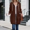 thumbnail image 2 of Godom Long Hoodies for Women Zip Up Fleece Jacket Tunic Sweatshirts Fall Winter Fashion Clothes, 2 of 7