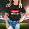 thumbnail image 2 of LUOGENLI T-Shirt pour Filles Enfants Drapeau de l'Allemagne Imprimé Manches Courtes Col Rond T-Shirt Floral Tendance Mode Chandail de Base Hauts Maxi Chemises avec Shorts en Dessous Noir 8-9 Ans, 2 of 4