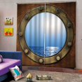 thumbnail image 4 of Curtain with Sea View Pattern Curtains Decoration Drape Unfading Printed Machine Washable, 4 of 9