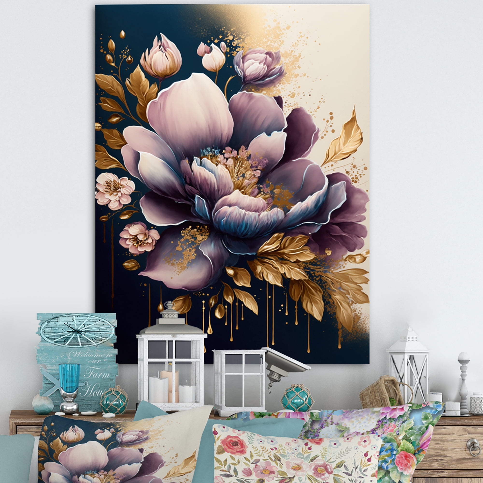 Designart Deep Pink And Blue Crocus Flower II Canvas Wall Art
