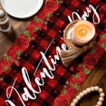thumbnail image 3 of Valentine's Day Table Runner - 36 Inch Long Gnomes Roses Love Red Plaid Romance Cotton and Linen Blended Dress Scarves Farmhouse Table Runner for Kitchen Dining, Coffee Table, 13" x 36", 3 of 8