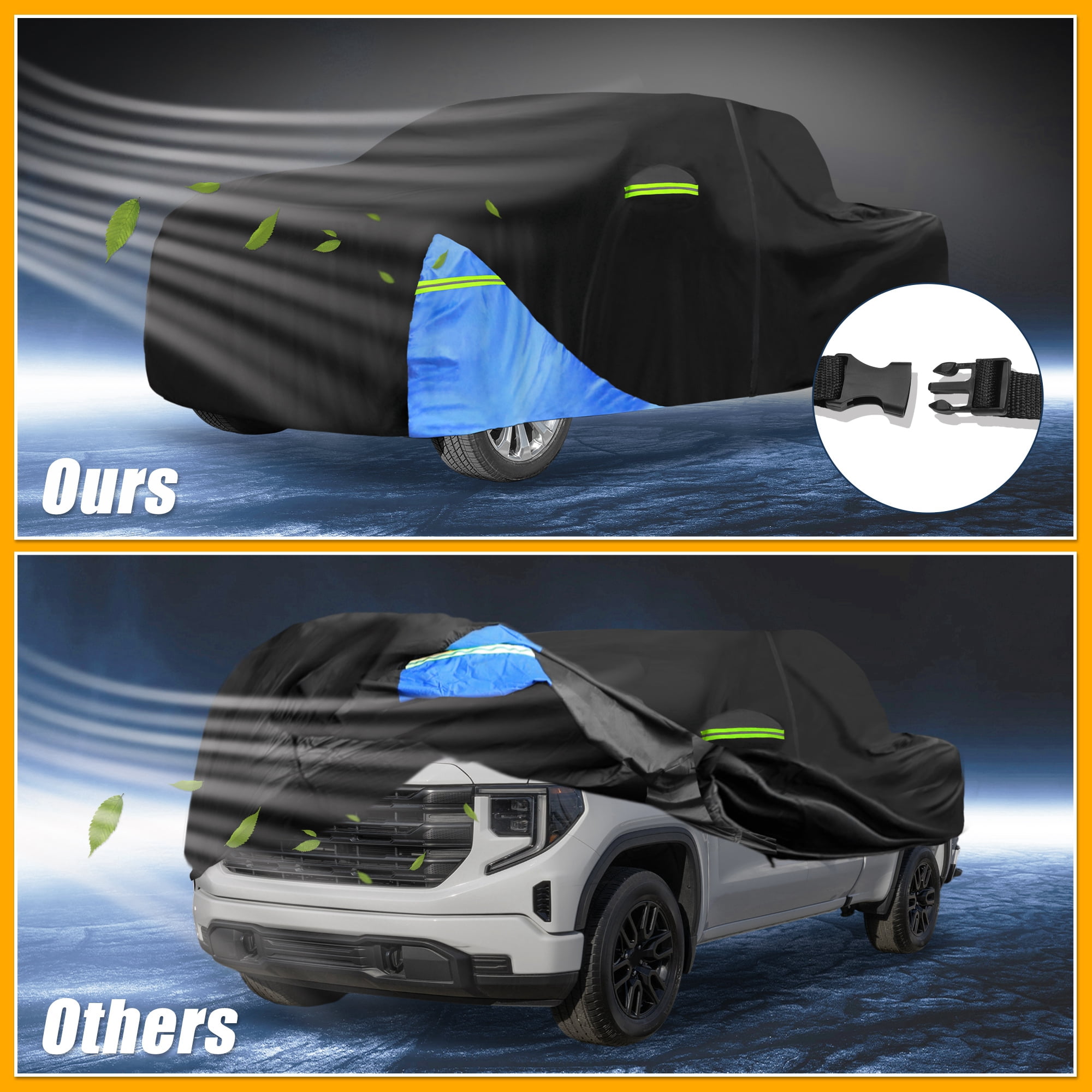 Unique Bargains Full Car Cover 210D Oxford Black 236.22"x80.71"x66.93"