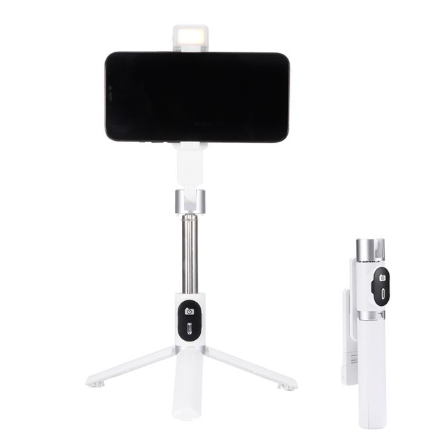 Methold Selfie Stick Aleación de aluminio Inalámbrico Bluetooth 4.0 Selfie Stick con control remoto con luz de relleno de trípode Selfie Stick Teléfono y Comunicación Blanco