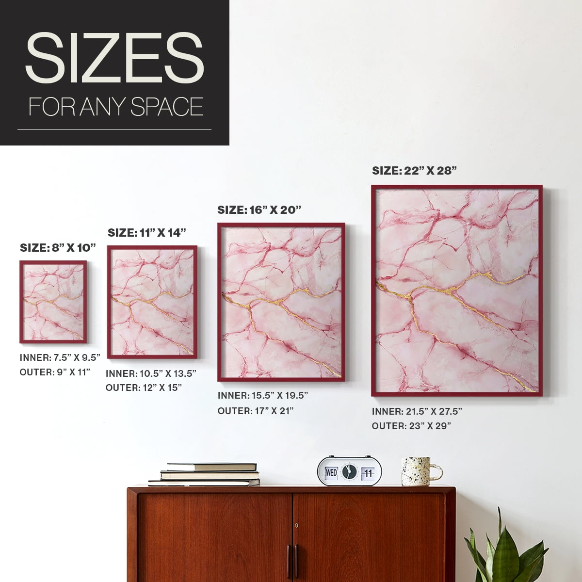 Rose Marble II in Red Solid Wood 8 x 10 Framed Print