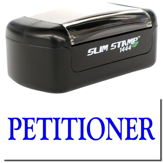 Slim Pre-Inked Petitioner Stamp, Slim 1444, Ultra Slim Design, Impression Size 1/2" by 1-3/4", Up to 25,000 Impressions - Blue Ink