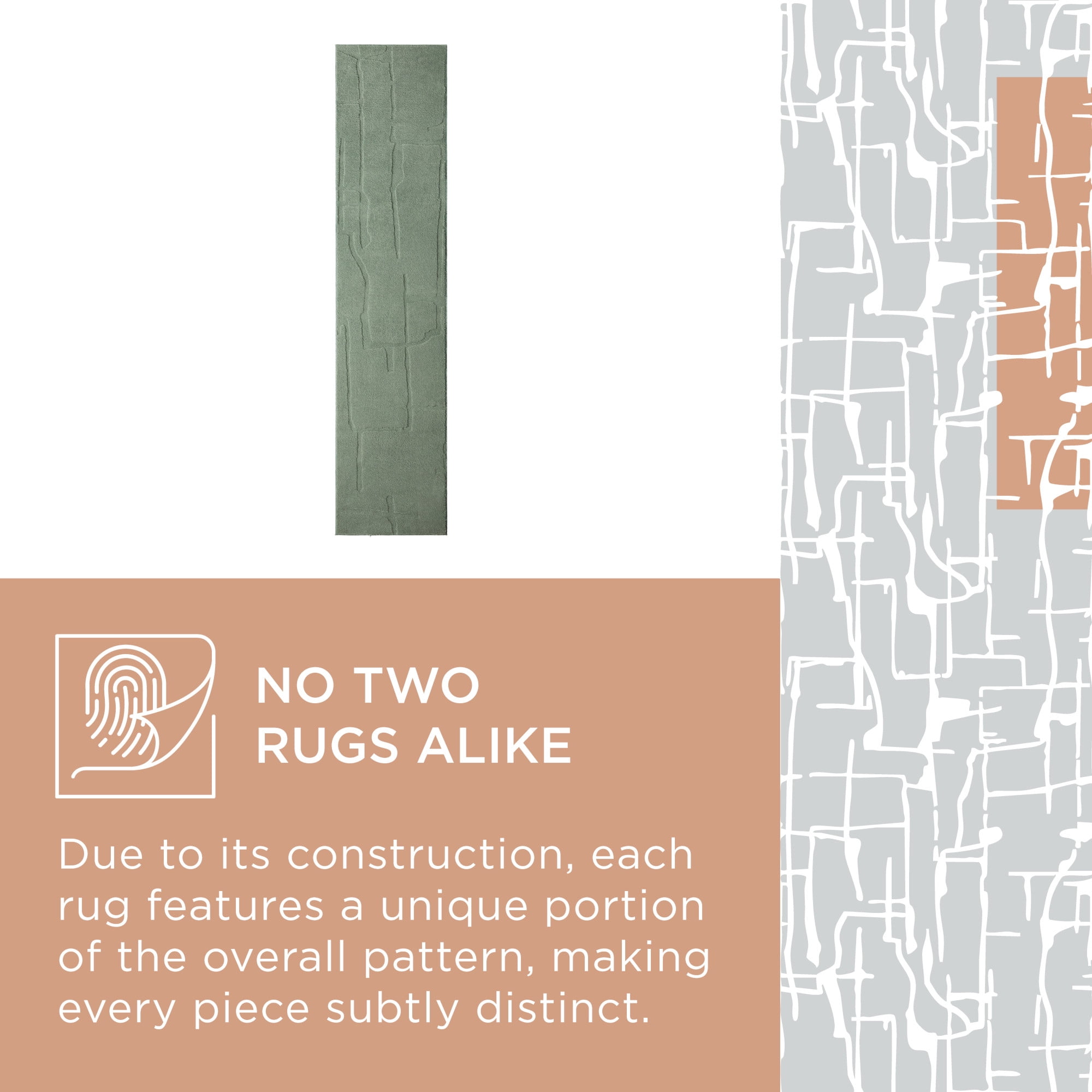 TOWN & COUNTRY EVERYDAY Rae Abstract Organic Soft Felt Everwash®, Machine Washable Area Rug with Non-Slip Backing, Abstract Rug, Sage Green, 1'7"x7'2"