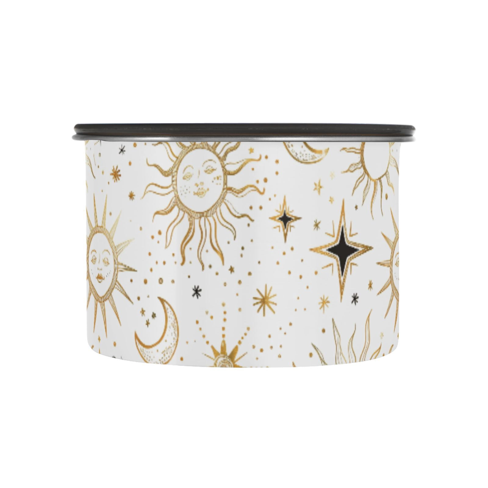 Sun Star Crescent Moon Doodle Airtight Coffee Bean Canister 30oz Food Storage Containers with Lids For Gournd, Tea, Sugar, Flour, Rice, Cereal, Candy Cookie Jar