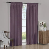Pair Rod Pocket Soho Faux Silk Curtain Panels (Set of 2 Panels)- Purple - 42x108