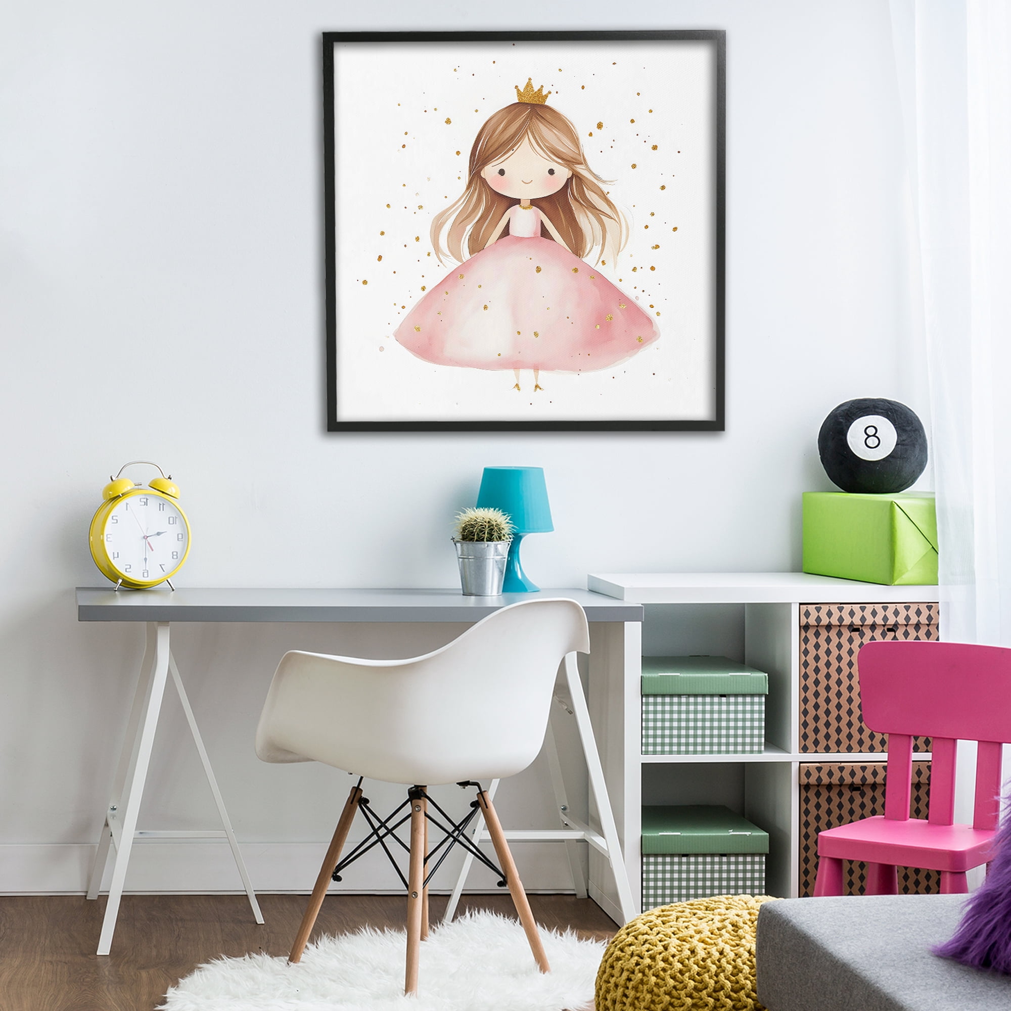 Stupell Industries Little Princess with Pink Gown Black Framed Giclee Art, design by Creative Studio