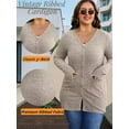 thumbnail image 2 of Sucegi Women's Plus Size Knit Cardigan, Designed Specifically for Autumn & Winter—Vintage-Style Fall Outerwear, Stretchy with Practical Pockets., 2 of 7