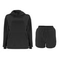 thumbnail image 4 of WMTBSRSW Women's 2 Piece Outfit Oversized Fleece Hoodie Sweatshirt Drawstring Shorts Lounge Sweat Set Sweatsuit Tracksuit Spring Fall Trendy Y2K Clothes, 4 of 5