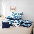 thumbnail image 6 of meiyoeat Cute Shark 7 Pieces Full Size Bedding Sets,Kawaii Ocean Animal Full Size Bed in a Bag For Boys Kids,Navy Blue Reversible, 6 of 7