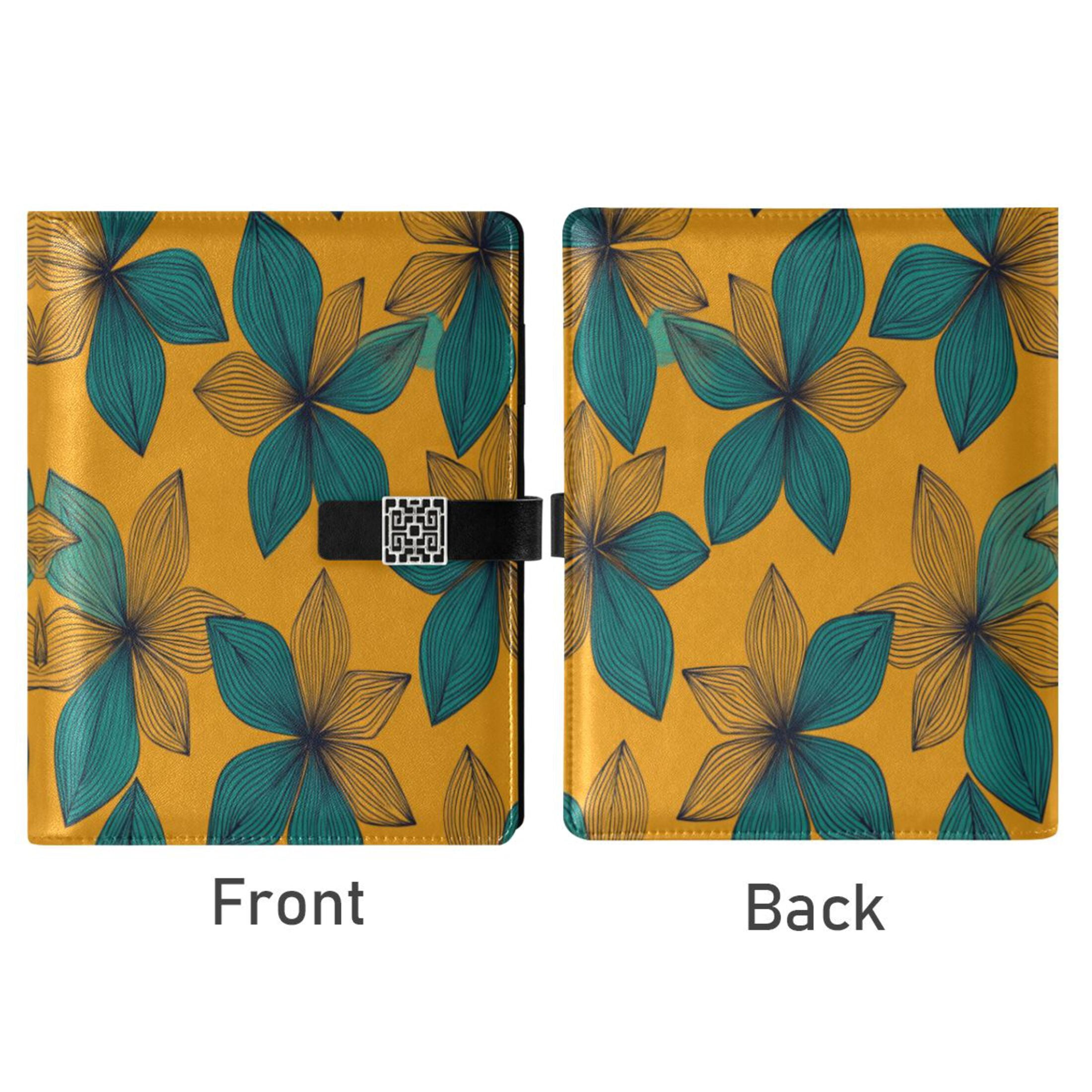 Leather Planner Leather Notebook Notebook Journal Binder Design Pen Pocket Design Convenient for Storage Blue Flowers Pattern