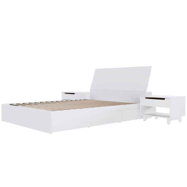 Nexera Porter 4-Piece Reversible Storage Bedroom Set, White, Double