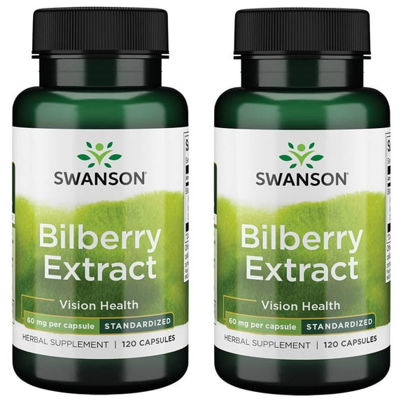 Swanson Bilberry Extract (Standardized) 60 Milligrams 120 Capsules (2 Pack)