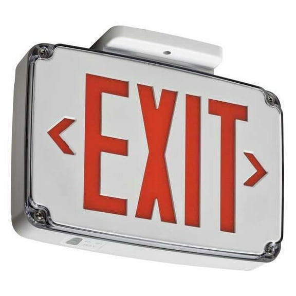 Exit Sign, White, 1 Face(s), LED, Universal Mount, Not Battery Powered