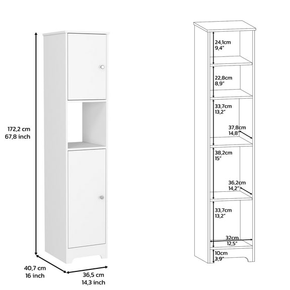 White Linen Cabinet For Organized Storage With Four Shelves And Elegant Style