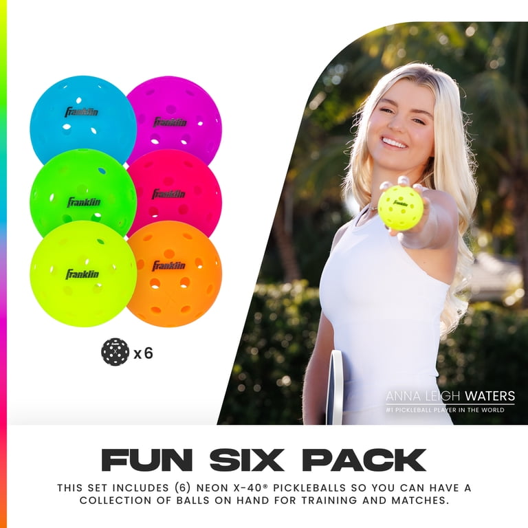 Franklin Sports X-40 Outdoor Pickleballs, 6-Pack Neon photo 2