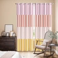 thumbnail image 3 of Colorful Stripe Kitchen Curtains 84 Inch Length, Modern Pink Red Yellow Vertical Striped Grommet Top Bedroom Living Room Curtains, Light Filtering Cafe Curtain Drapes 2 Panels Set 84''x84'', 3 of 9