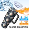 thumbnail image 5 of 40oz Pioneer Flower Floral Print Pattern Insulated Tumbler with Handle, BPA-Free Leak Proof Lid and Straws, Double Wall Vacuum, Hot 12h/Cold 34h, 5 of 6