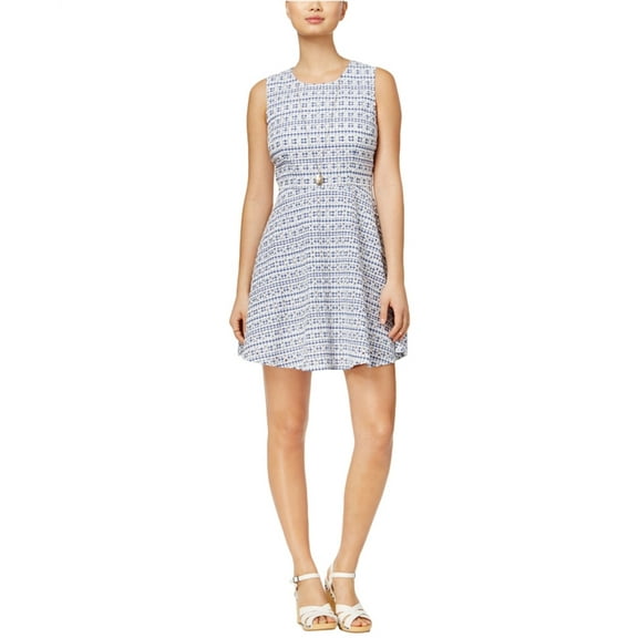 Maison Jules Womens Gingham Fit & Flare Cocktail Dress