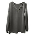 thumbnail image 4 of Vedolay Womens Tops Long Sleeve Fall Long Sleeve V Neck Sweatshirts Casual Tunic Tops Blouse Green,M, 4 of 5