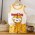 thumbnail image 2 of Toddler Boy Summer Outfits Baby Boys Cloting Set Good Day Outfit Dog Print Sleeveless Top Striped Shorts Casual Daily Wear, 2 of 5