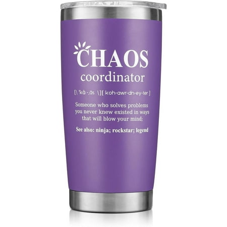 

Christmas Gifts for Women Boss Coworker Teacher Friend - Chaos Coordinator Tumbler - Birthday Funny Gifts for Women 20oz Purple
