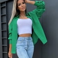 thumbnail image 4 of Lilgiuy Women Casual Solid Long Sleeve Turn-down Collar Cardigan Buttons Blouse Tops 2022 Fall Winter, 4 of 5