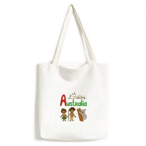 Australia National symbol Landmark Pattern Tote Canvas Bag Shopping Satchel Casual Handbag