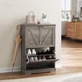 thumbnail image 3 of Semiocthome Entryway Shoe Storage Cabinet with 2 Flip Drawers for 12 Pairs,Narrow Shoe Cabinet, Grey, 3 of 10