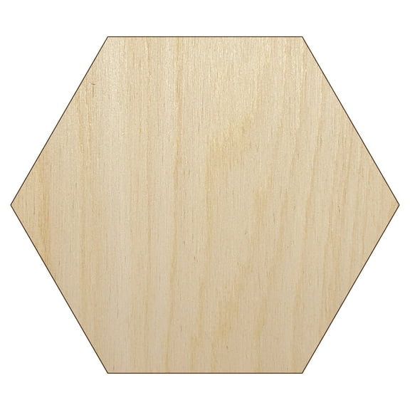 Hexagon Solid Wood Shape Unfinished Piece Cutout Craft DIY Projects - 4.70 Inch Size - 1/8 Inch Thick