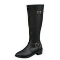thumbnail image 2 of Winter Knee High Boots for Women, British Style Leather Long Boots with Belt Buckle and Side Zipper, Warm Non- Riding Boots for Fall & Winter, 2 of 10