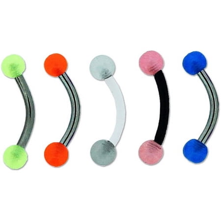 BODY JEWELRY 316L Stainless Steel Glow-in-the-Dark 5-Piece Eyebrow Set