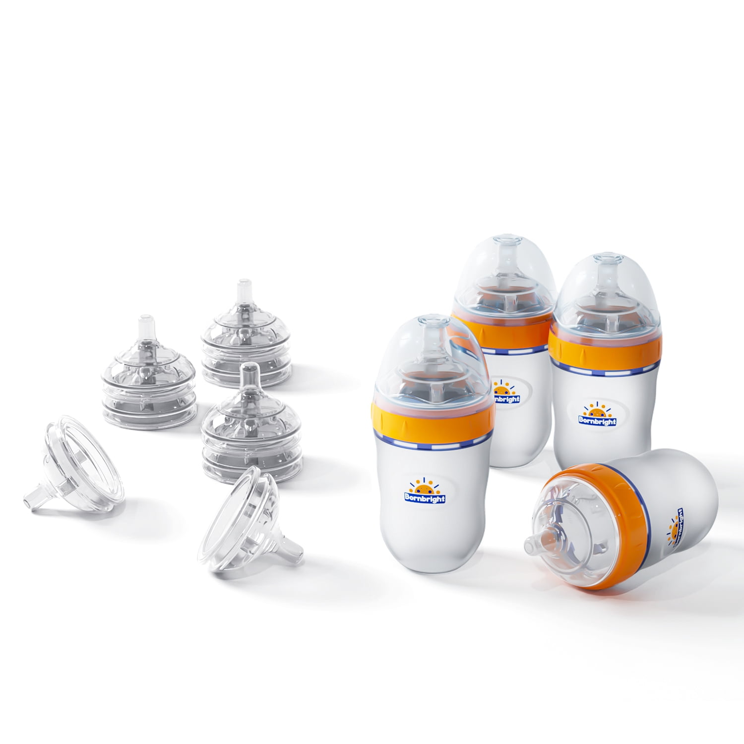 Imitation Breast Feeding Milk Bottle Baby Bottle 4 pecks with 8 Extra Nipples